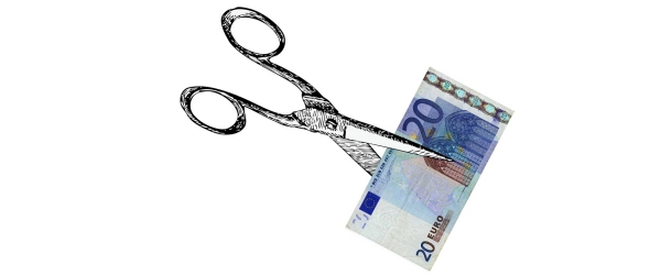 illustrazione di una forbiche che taglia una banconota da 20 euro